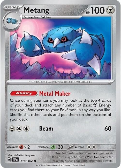 Metang SV05: Temporal Forces 114/162 NM English Pokemon Card