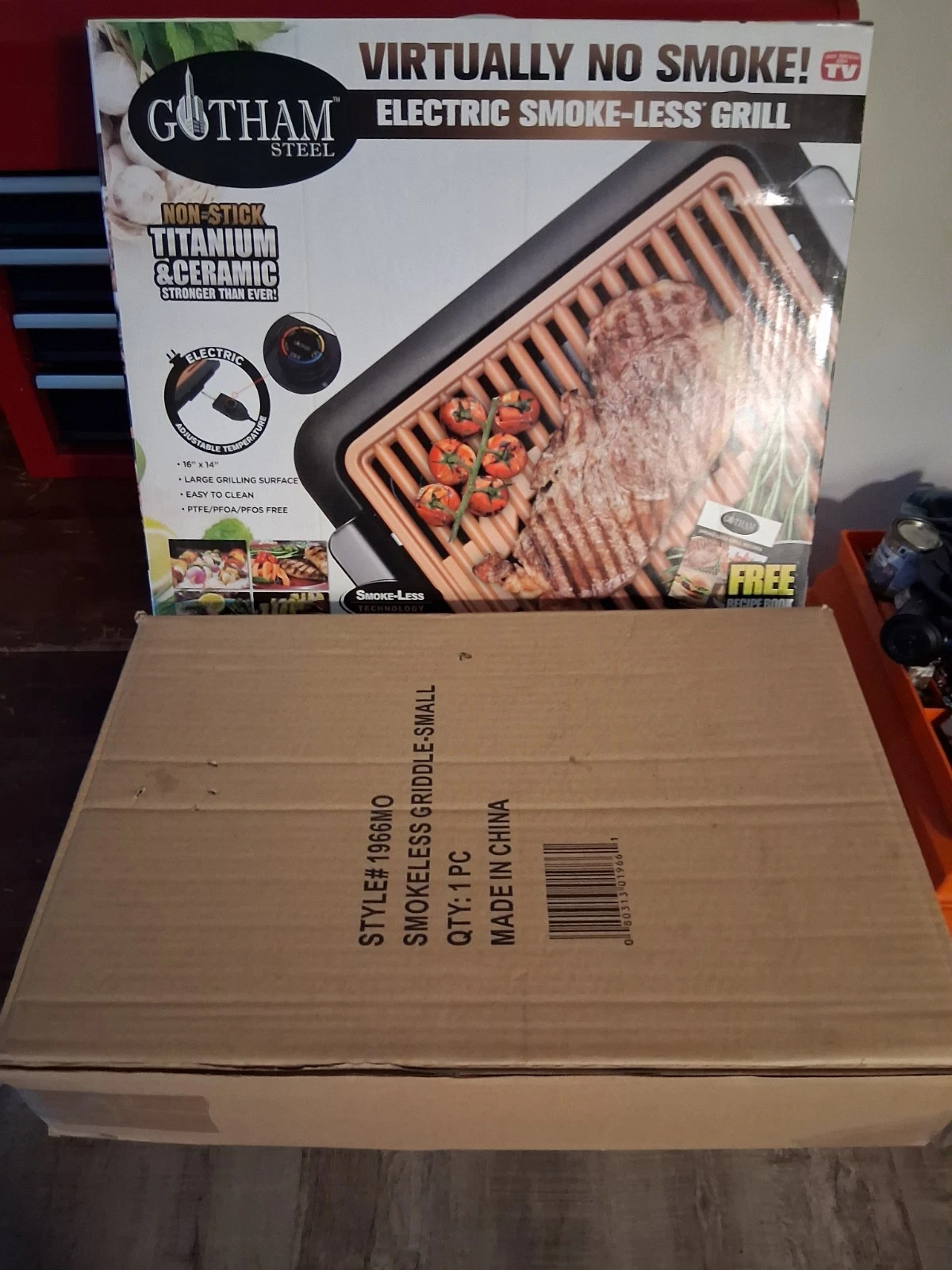 Gothem Steel Electric Smoke-less indoor grill W/griddle add on