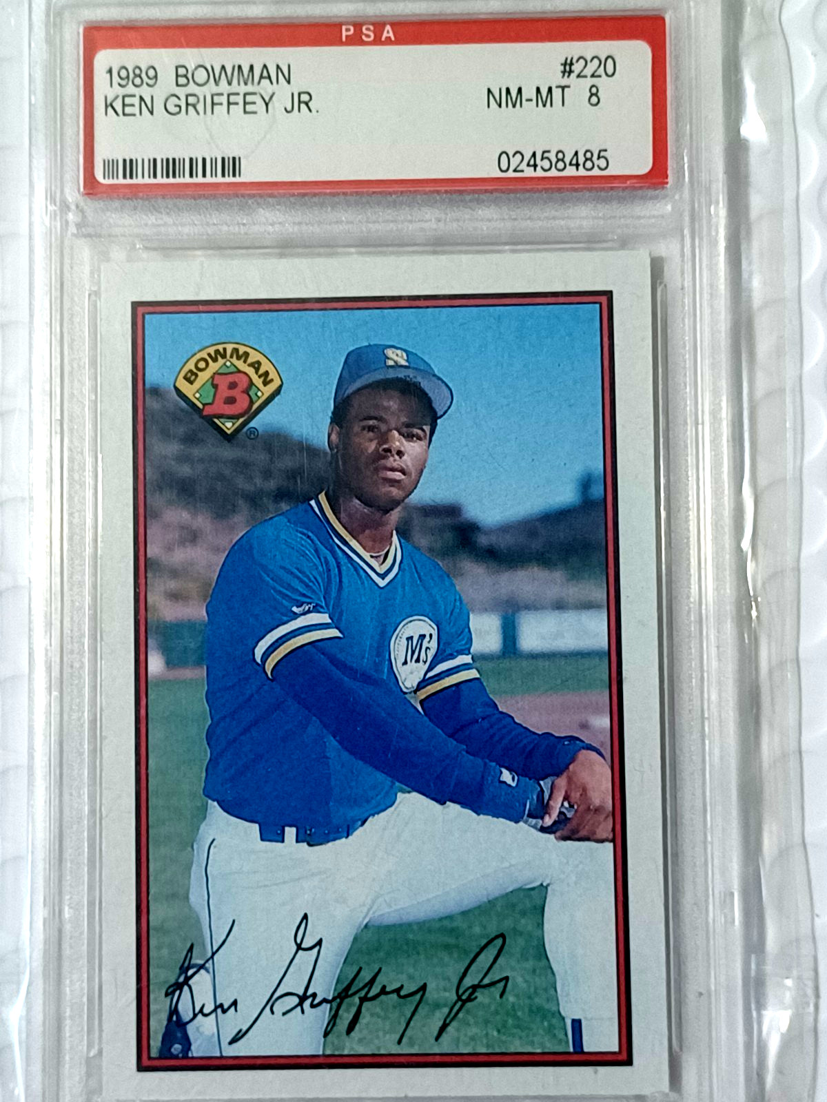 1989 Bowman #220 KEN GRIFFEY Jr. RC PSA 8 NM-MT