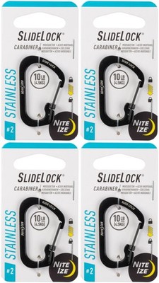 Nite Ize SlideLock Stainless Steel Carabiner #2 - Black (4-Pack)