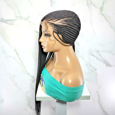 Braided Wig. Side Lemonade Braids. Full Lace Baby Hair