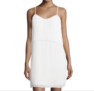 white pleated mini dress