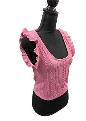 Short Sleeve Zara Pink Knit Top ZARA Women's Small Ribbed Dusty