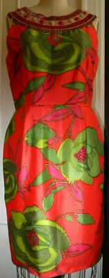 BEAUTIFUL Kate Spade Beaded Neckline Floral Print Silk Dress - Size 10 