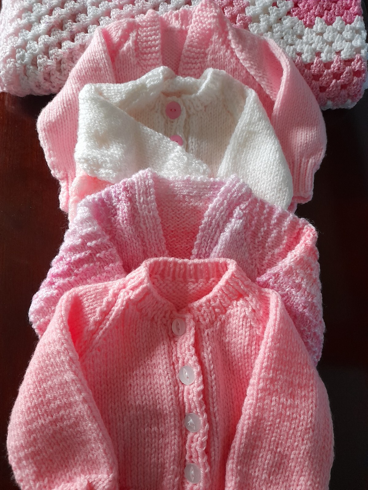 NEW 4 HAND KNITTED BABY CARDIGANS03MTHSSOFT ACRYLIC WOOLPRETTY