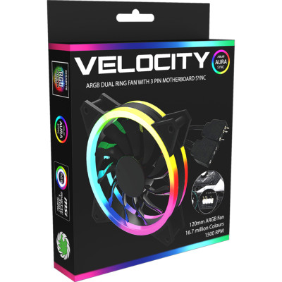 GameMax Velocity Fan 120mm 12cm Rainbow ARGB Fan RTB Aura Header 3pin/4pin Power