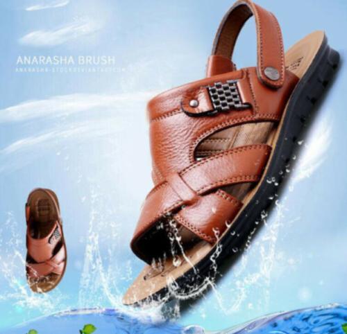 PANTOFOLA D’ORO Sandali uomo in pelle casual punta aperta ciabatte scarpe da spiaggia