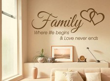 Family Wall Quote Where life begins Vinyl Sticker Wall Art Home Mural Decal