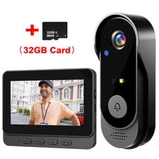 4.3'' IPS Screen 2.4 GHz Smart Wireless Video Doorbell 1080P HD Camera Monitor