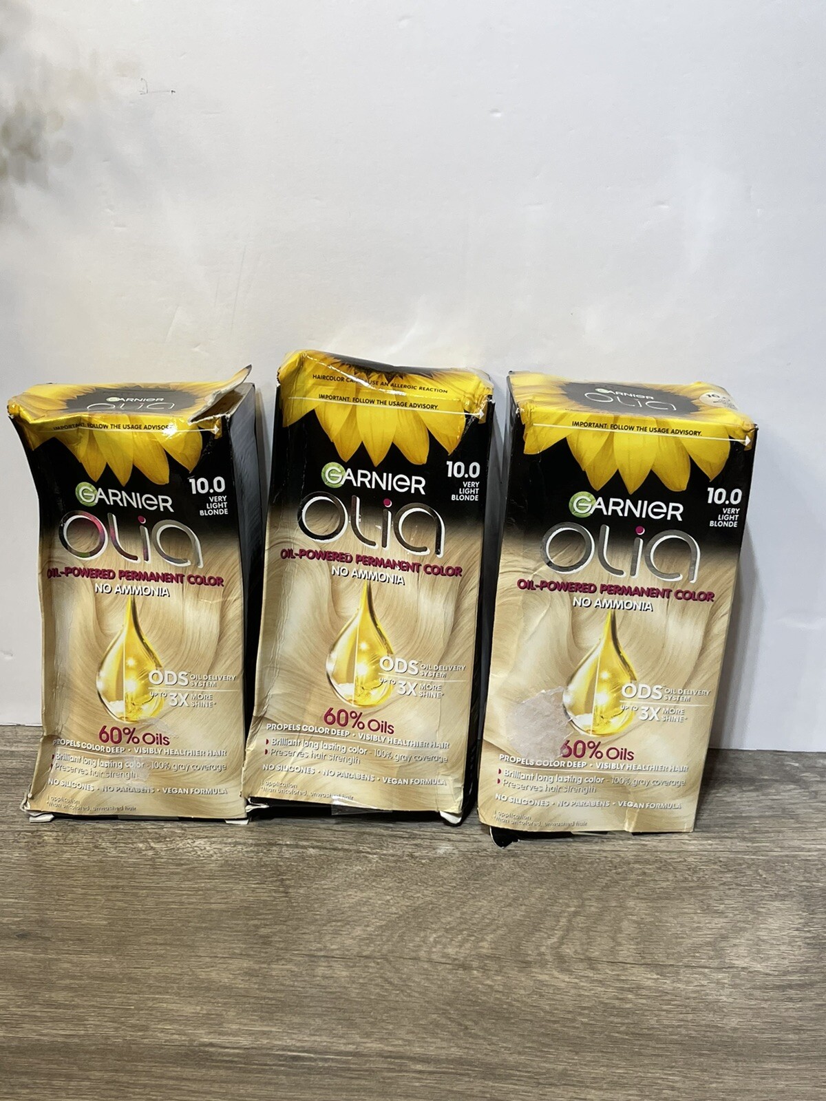 Garnier Olia Oil-Powered Permanent Hair Color #10.0 Very Light Blonde New X3