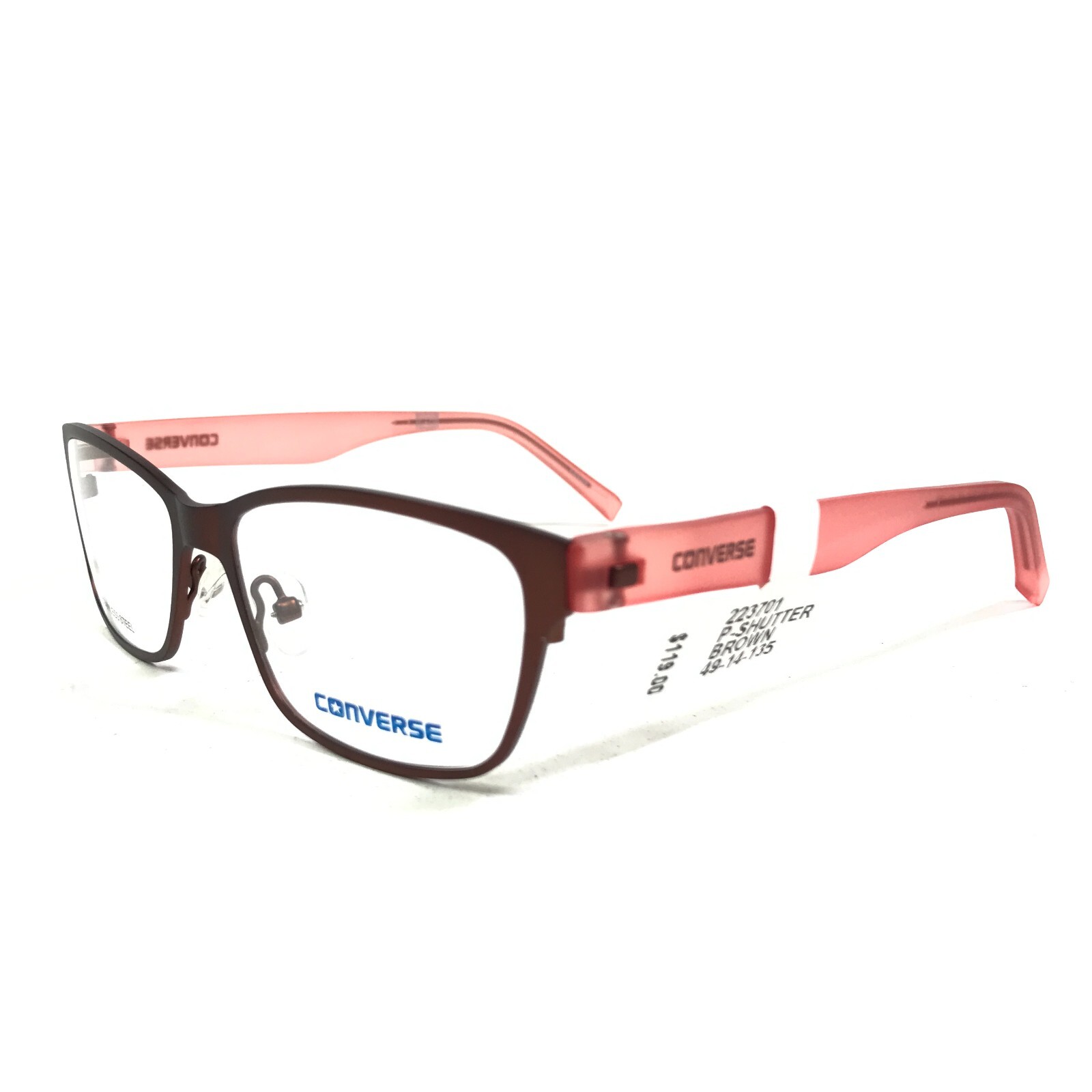 Converse Kids Eyeglasses Frames SHUTTER BROWN Red Square Full Rim 49-14-135 thumbnail 4