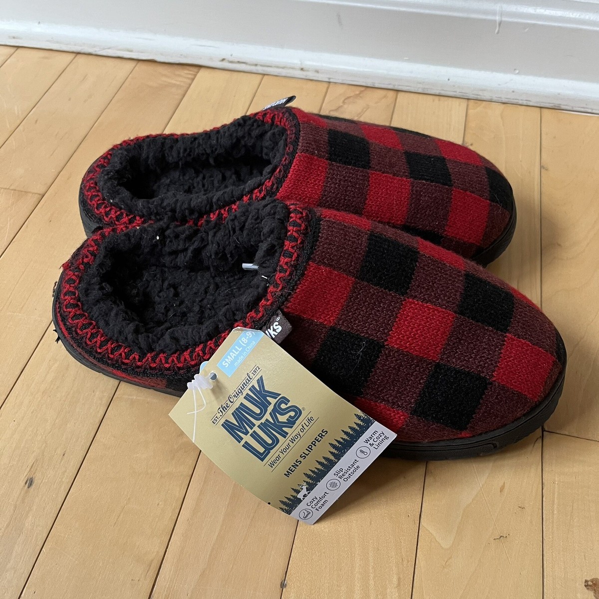 Cozy Slippers Buffalo Plaid Slippers Mens MUK LUKS NWT Gabriel