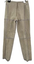 S.M.H. Vintage Suede Leather and Crocheted Patchwork Pants Size 12 Tan
