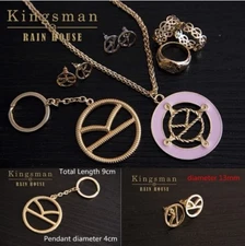 Movie Kingsman 2: The Golden Circle Necklace Brooch Earring Signet Ring Keyring