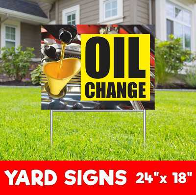 OIL CHANGE Yard Sign Corrugate Plastic with H-Stakes Lawn Sign Service Mechanic