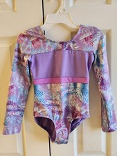 Pink/Purple Cat  Jack Long Sleeve Gymnastics Leotard CM Child Medium