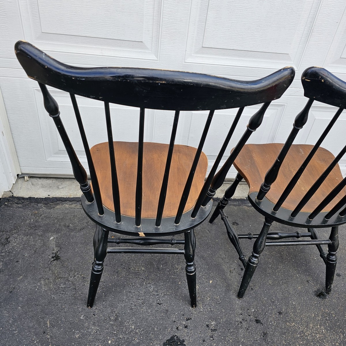 2x Bundle L.Hitchcock-2 SIGNED STENCILED BLACK SPINDLE BACK CHAIRS