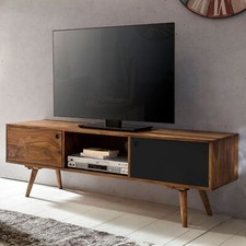 FineBuy TV Lowboard 140 cm REPA Massiv Holz Sheesham HiFi Regal Retro