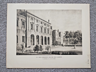 Old Somerset House and Garden- Antique Print - 1920