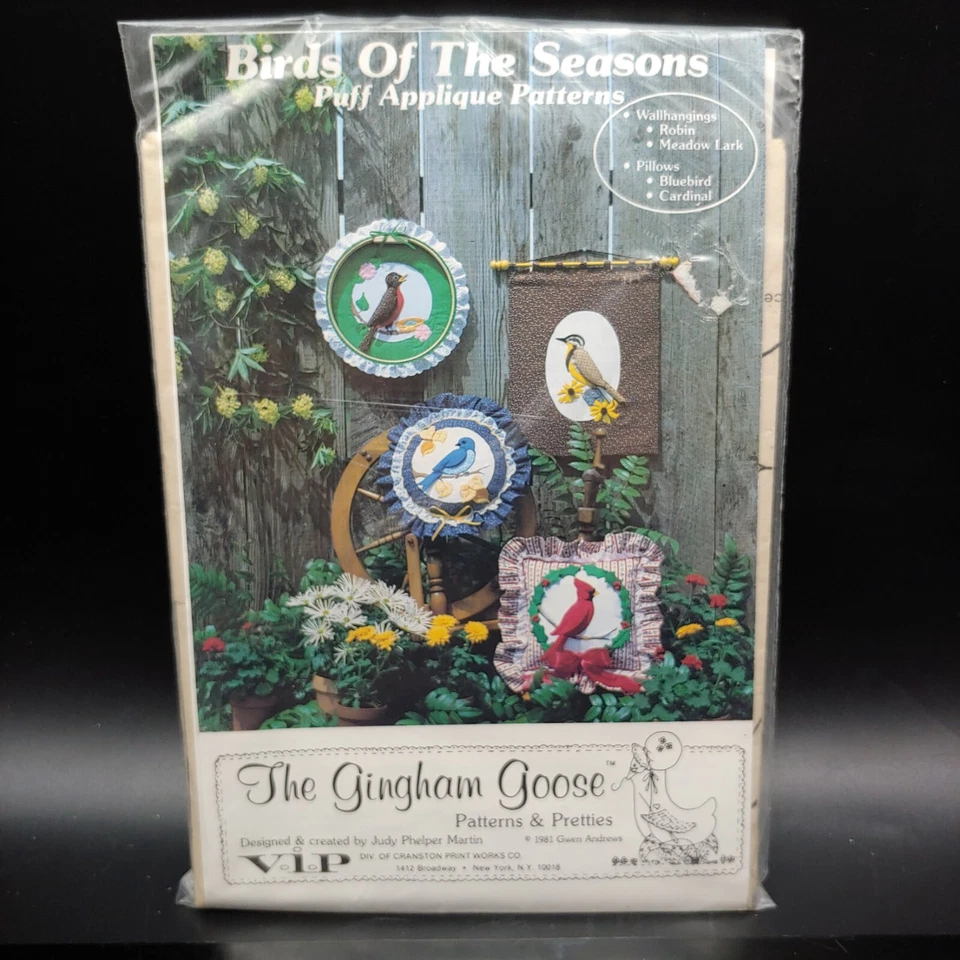 Bird Applique Pillow / Wallhanging Sewing Pattern - Robin Lark Bluebird Cardinal - Image 2 of 4