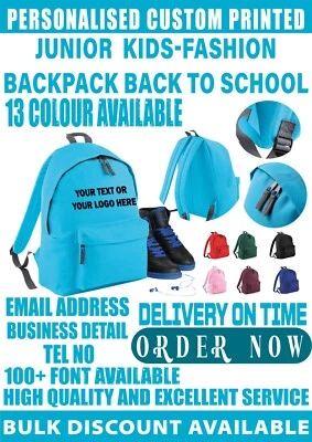 Sac À Dos Enfant Personnalisé BagBase BG125J Pour Fille Garçon Ecole Zip - Photo 1/4