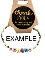 NEW CUSTOM WORD OR INITIAL Homemade Stretch Bracelet Multicolor BEADS