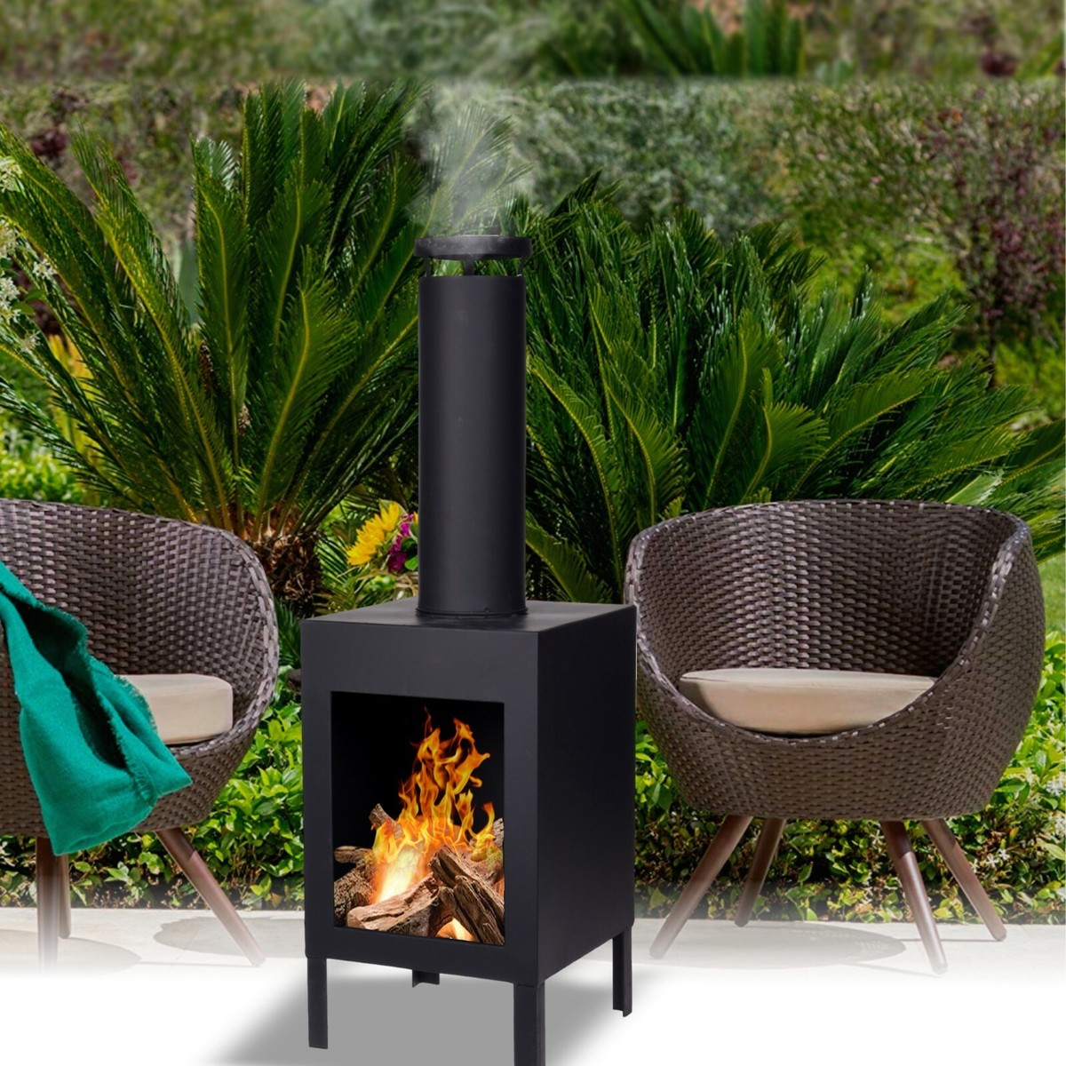 Outdoor Fireplace Chimenea Garden Patio 100cm Heater Chiminea Outdoor Heater  7626017562497 | eBay