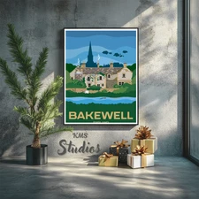 Bakewell UK Travel Frame Wall Art Poster Canvas Print Picture Home Decor