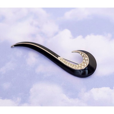 Vintage Minimalist Designer Crystal Hook Brooch by PEP - S15