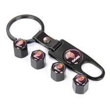 X5 SAAB TYRE VALVE DUST CAP WRENCH BLACK METAL ANTI-THEFT KEYRING SET