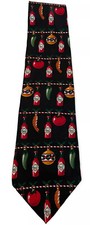 Vintage Tabasco Neck Tie Christmas Ornament Holiday Made in USA Black Silk Men’s