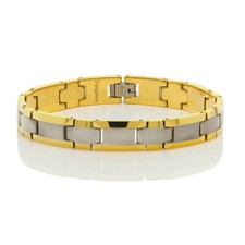Shiny Tungsten Men's Bracelet with Gold IP  New Hot Style