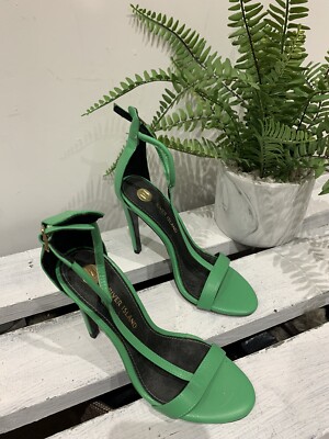 NEU River Island grün Reptil geprägt Stiletto offene Absätze Schuhe UK4 37 UVP £45
