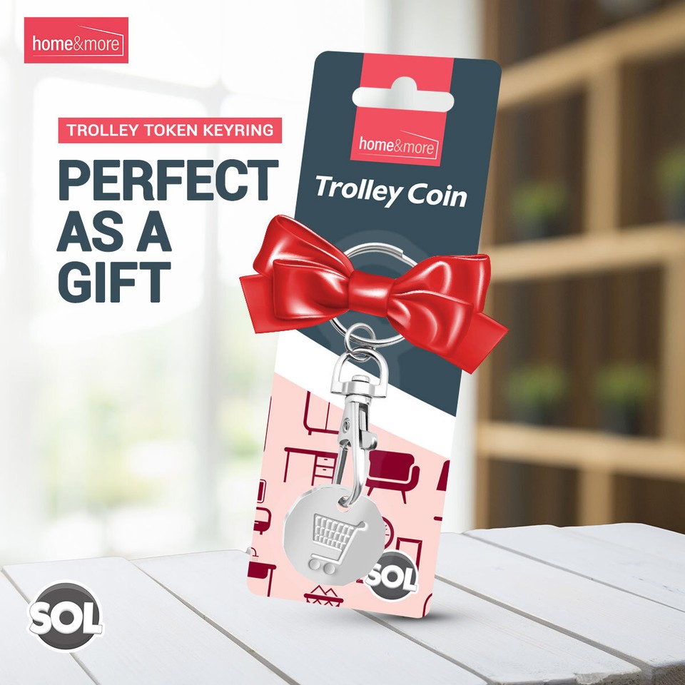 Trolley Coin Removable Keyring - &pound;1 Pound Supermarket Shopping Cart Token, Plastic, UK Made Aldi Key