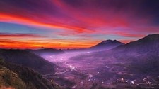 Landscape nature mist valley sky indonesia mountains Custom Gaming Mat Desk