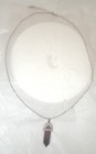 New Amethyst Toned Crystal Pendant w/Silvertone Trimming Necklace 18 inch Chain
