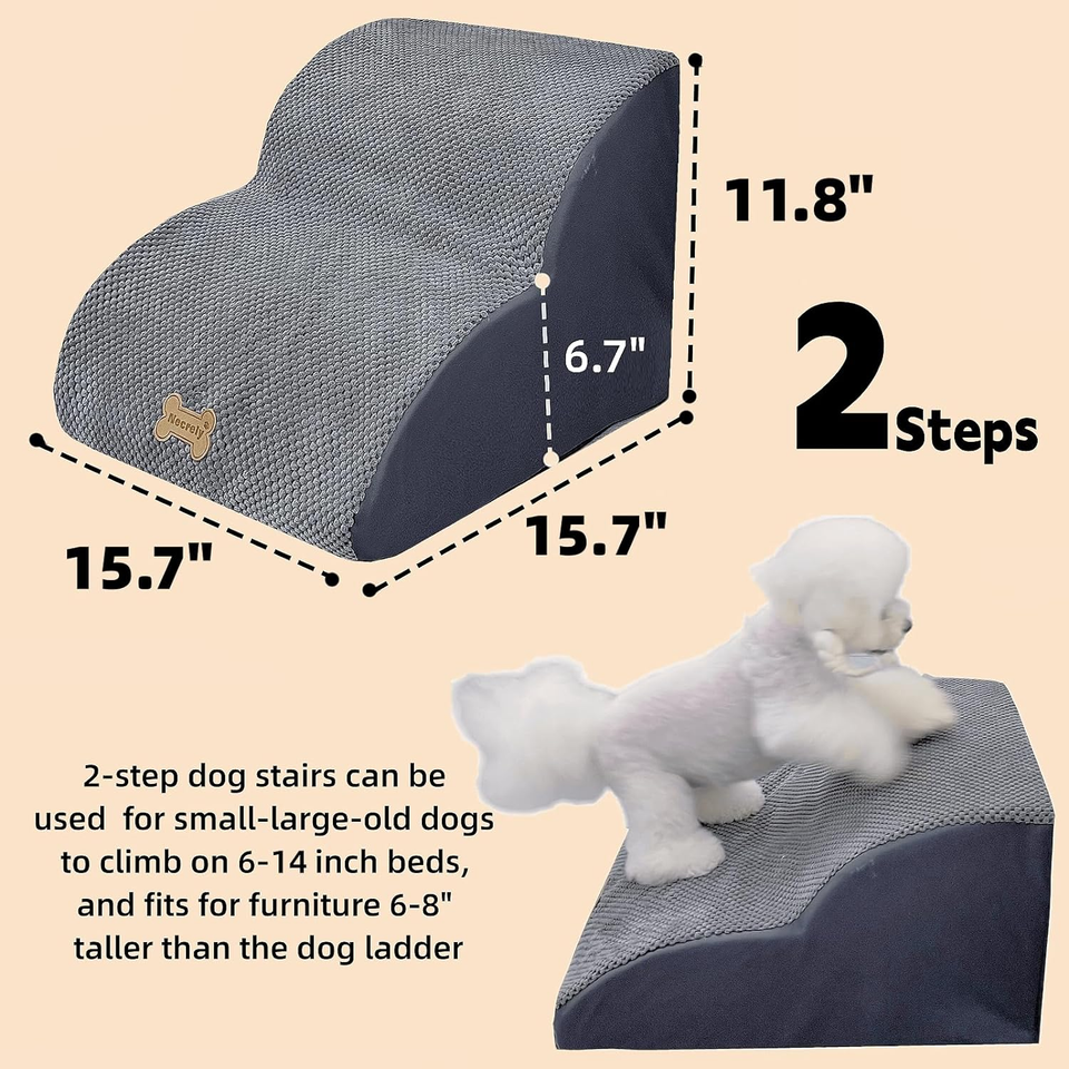 Small Dog Stairs to High Beds, 2Step Small Large Dog Steps for Couch