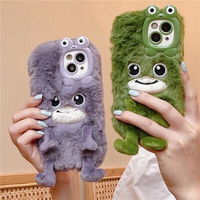 3D Winter Warm Faux Fur Plush Case for iPhone 11 12 13 15 Pro
