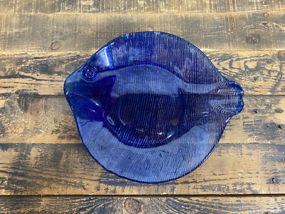Vietri Glas Teller in Fischform - handbemalt - blau - Italien