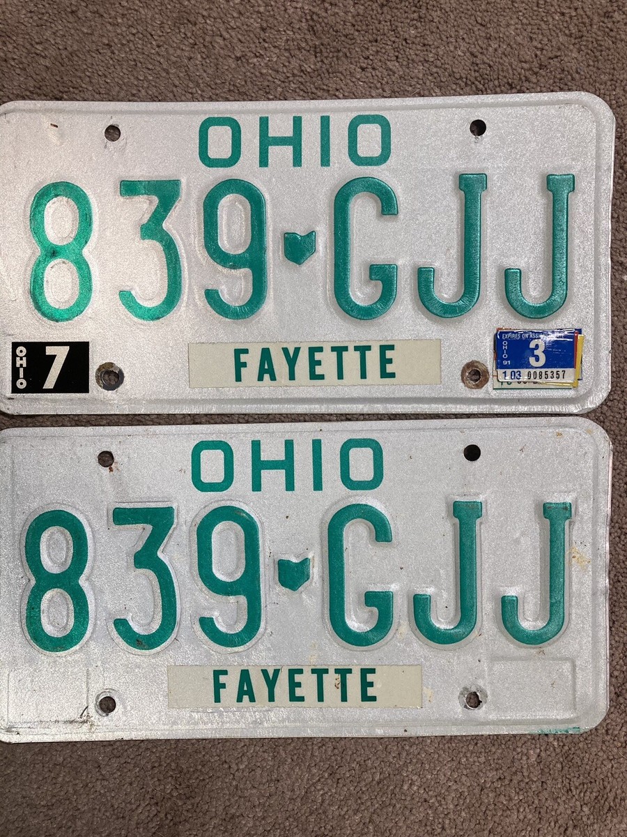 セール　昭和レトロ　プレート58個セット　名前購入前にコメントお願い致します Pair of 1991 Ohio License Plates - 839 GJJ - Nice! | eBay