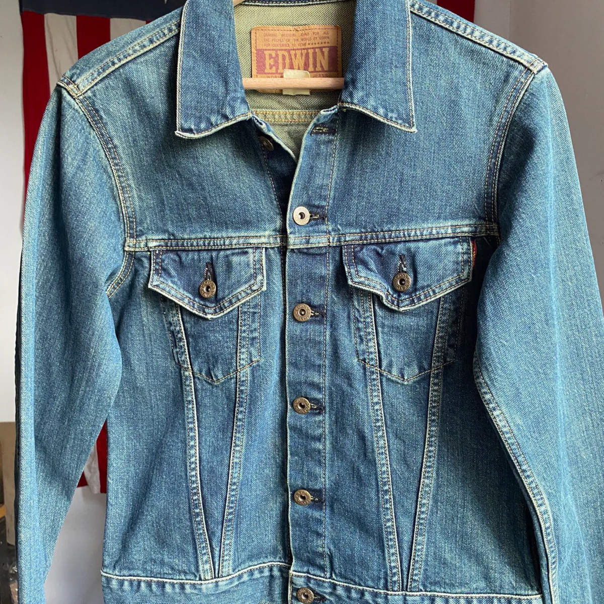 vintage Edwin red tab Type III trucker blue denim jacket made in