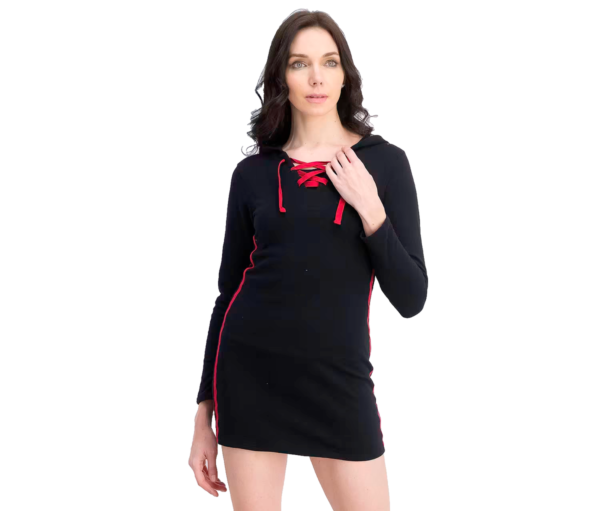 Material Girl Women's Black Long Sleeve Hooded Sweater Dress Size Medium |  eBay