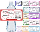 HEARTS WEDDING FAVORS WATER BOTTLE LABELS Waterproof ~ Glossy ~  ANY COLOR
