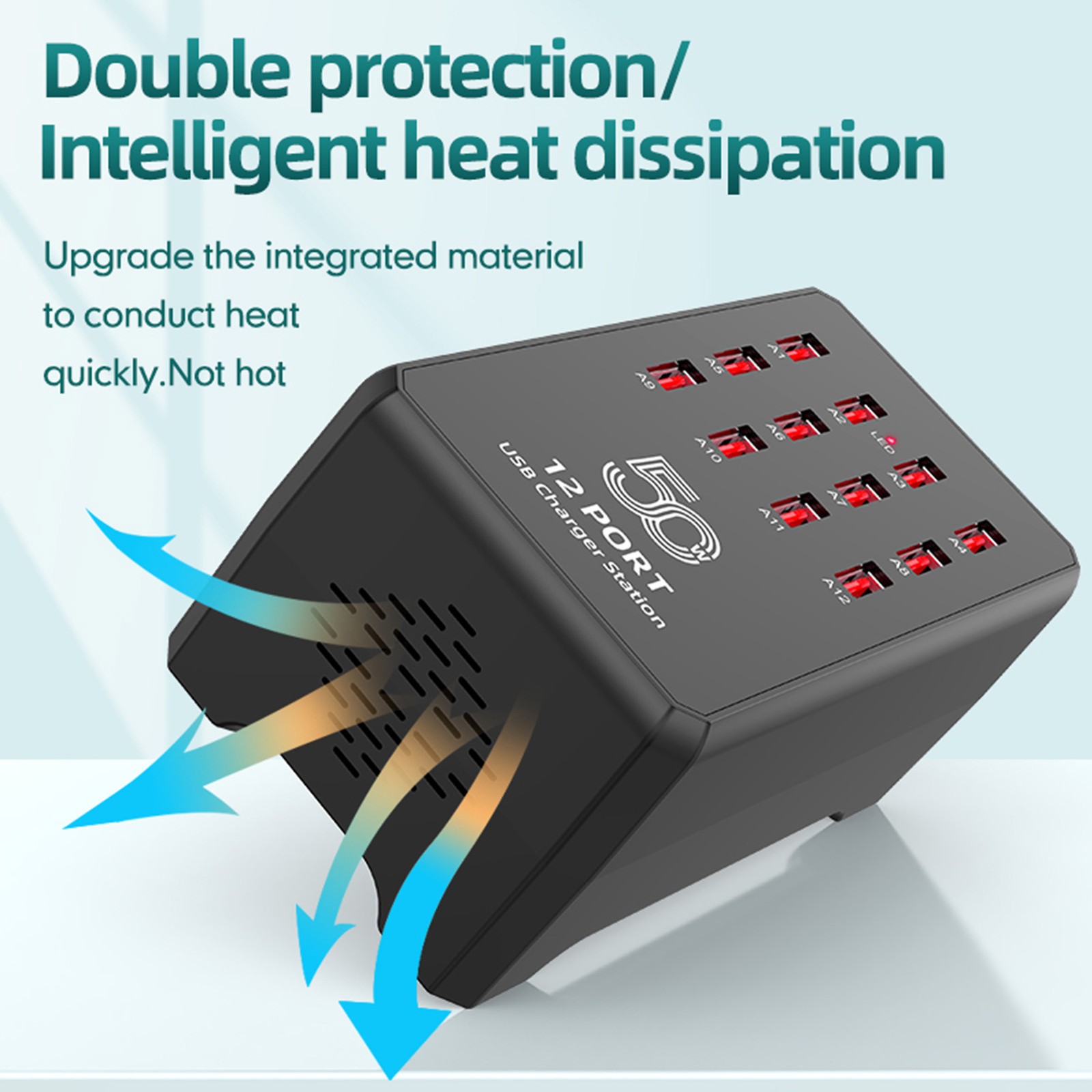 12 Ports USB Charging Station For Multiple Devices Portable Global Use WVYN