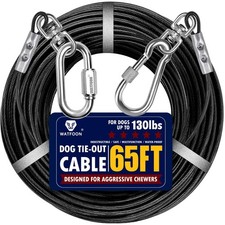 Dog Leads for Yard, 65ft Tie Out Runner Steel Wire Cable, Heavy Duty Pet Teth...