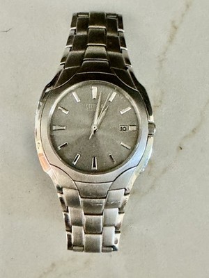 Citizen Eco-Drive Paradigm Stainless Steel Gray Dial Date Watch Japan movement 