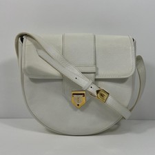 Yves Saint Laurent White Leather Shoulder Bag Gold Hardware Adjustable Strap