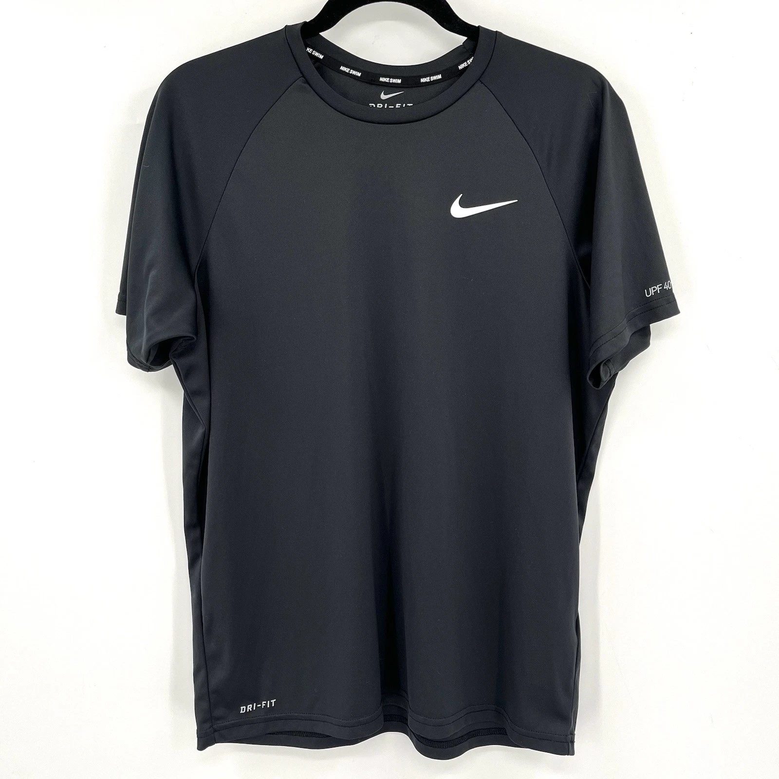 NIKE Swim Hydroguard Essential Dri-FIT Short Sleeve Top UPF40+ Black Sun Protect