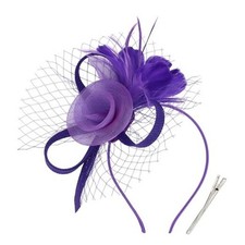 Fascinators Hats with Feather for Women 2026 Derby Hats Tea Party Hat Purple