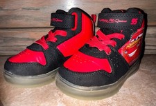 Disney Cars Lightning McQueen Light Up Sneakers Toddler Size 8 Boys Shoes